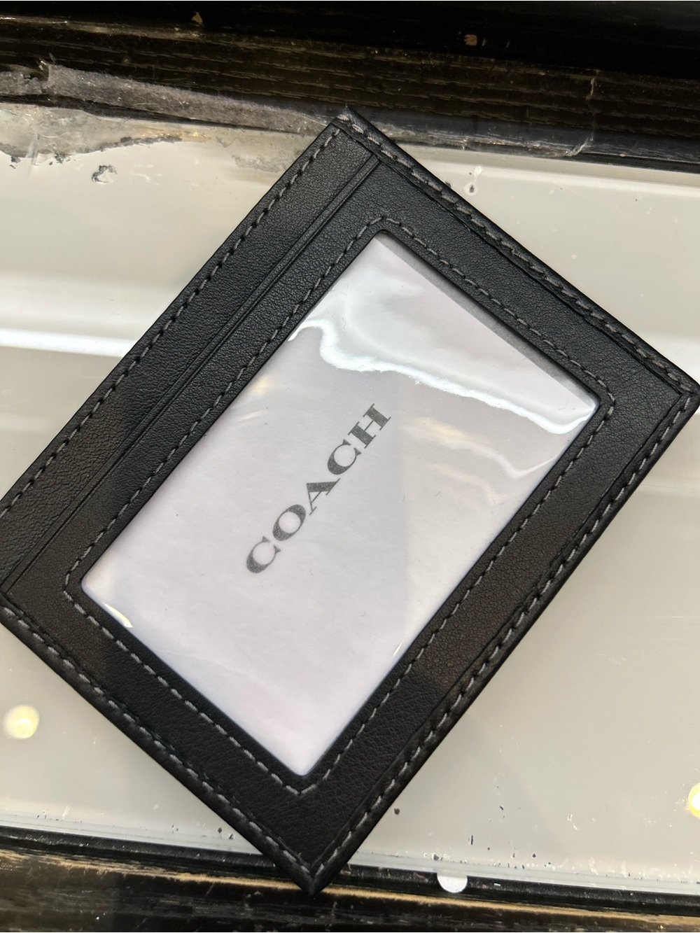 Coach Black Leather & Light Blue Signature CardID wallet - Picture 2 of 4